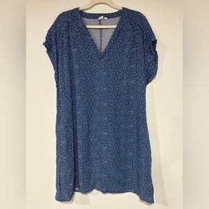 Gap Women's V-Neck Dress Navy Blue White Confetti XL